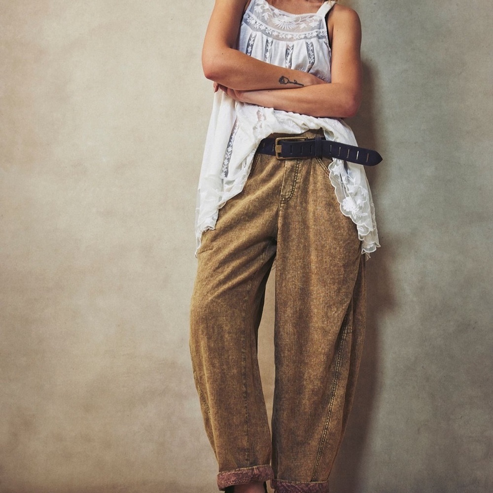 Free People High Road Pull-On Barrel Pants Cumin Medium